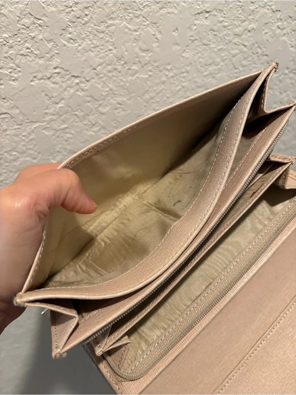 Furla Blush Biege Saffiano Leather Continental Wallet